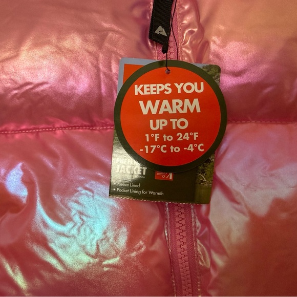 Kids Pink Iridescent Puffer Jacket - Picture 2 of 4